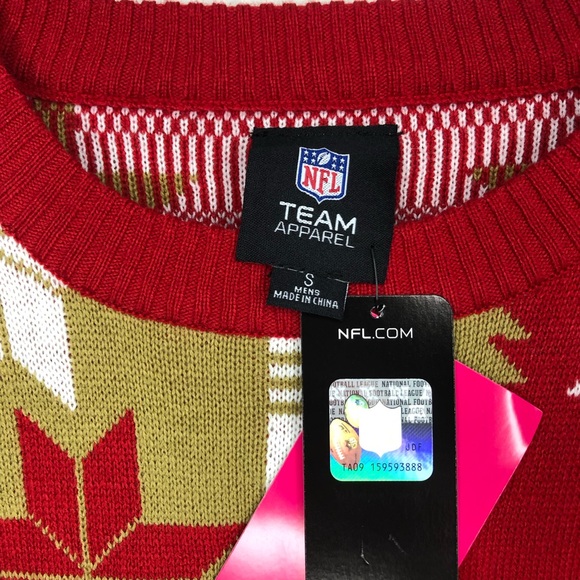 Men's NFL San Francisco 49rdsTeam Busy Block Snowfall Holiday Ugly Sweater Sm - Picture 3 of 4